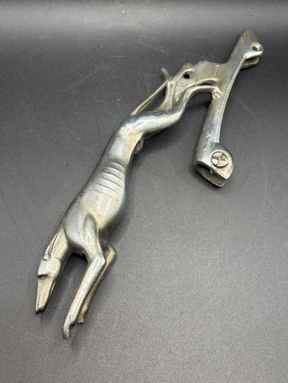 Vintage Greyhound Leaping Dog Car Mascot Hood Ornament PatPend 1930s Collectible